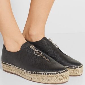 black leather alexander wang espadrilles